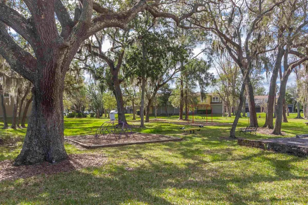 a view of a palm trees in front of a house