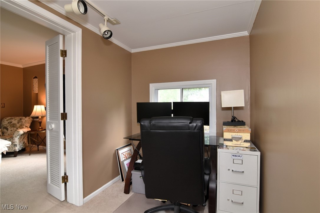 2278 Traymore Road Cleveland, OH 44118 - Photo 14 of 49 Home office featuring ornamental molding and light carpet