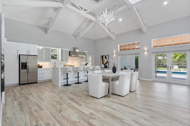 a spacious bathroom with a bathtub and a shower