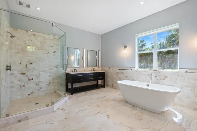 a view of a swimming pool with a yard