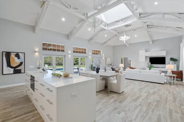 a large white room with a large window