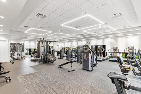 a view of a room with gym equipment