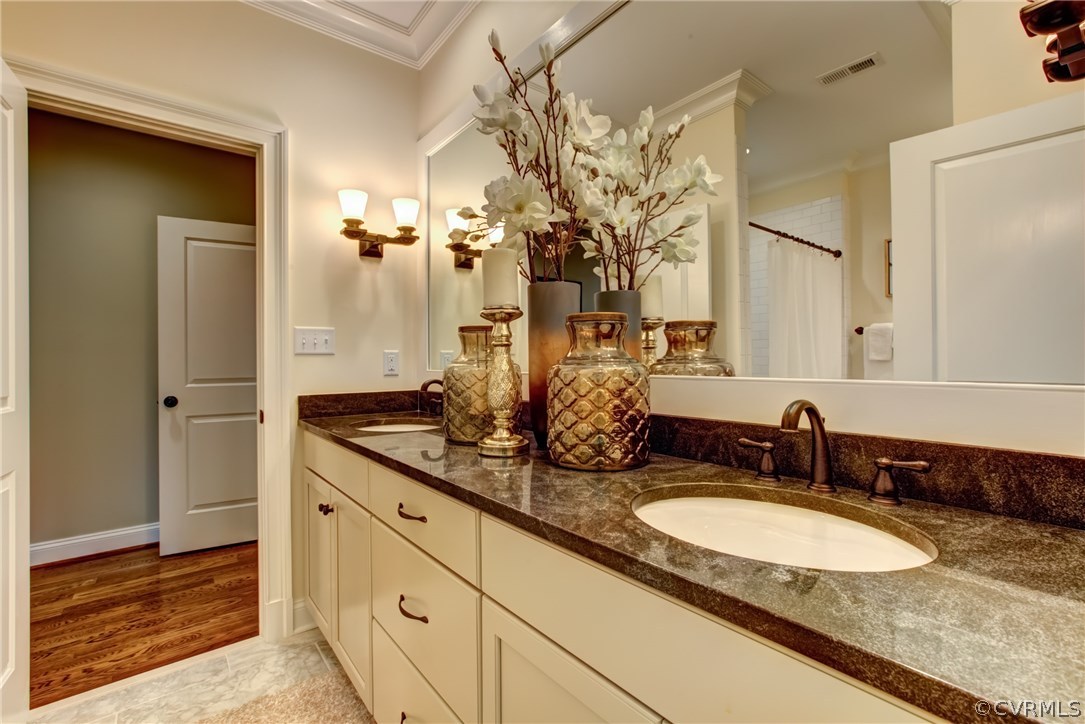 709 Old Stream Road Manakin-Sabot, VA 23103 - Photo 29 of 32 a bathroom with a granite countertop sink and a mirror