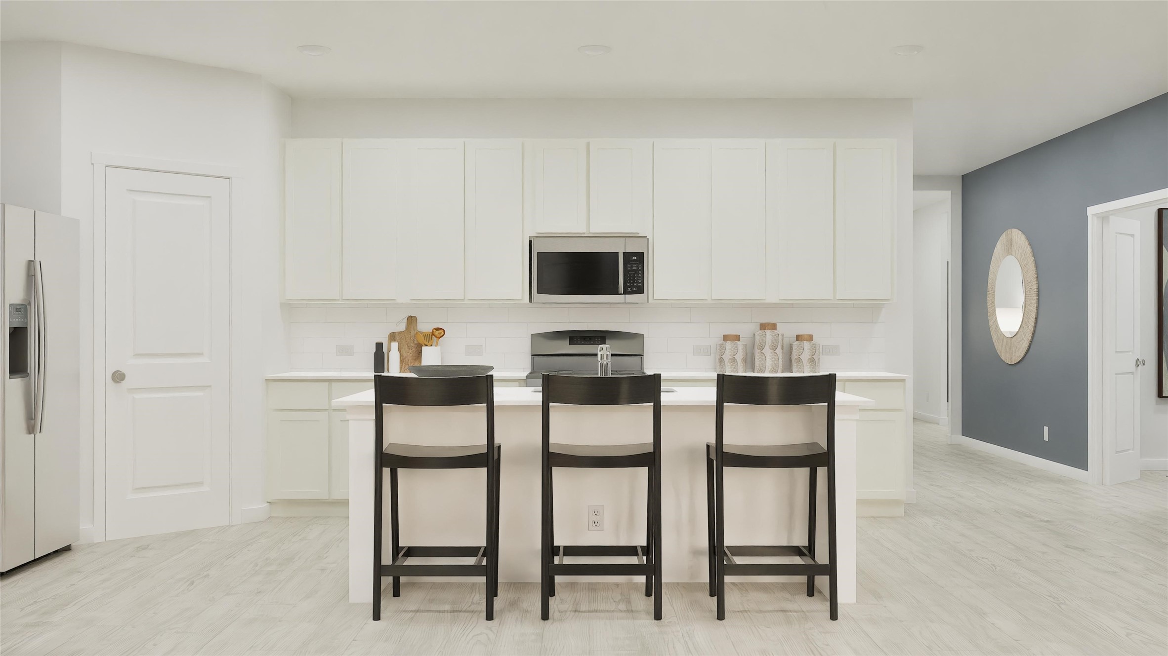 8306 Opal Pond Drive Angleton, TX 77515 - Photo 12 of 28 a kitchen with a table chairs and a refrigerator