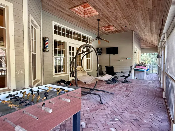 a view of a wooden deck