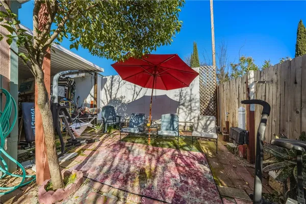 a view of a balcony with an outdoor space