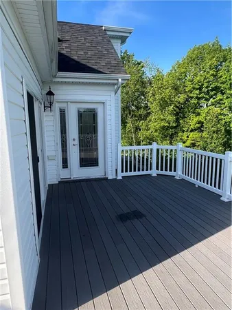 a view of a wooden deck