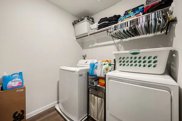 a utility room with dryer and washer