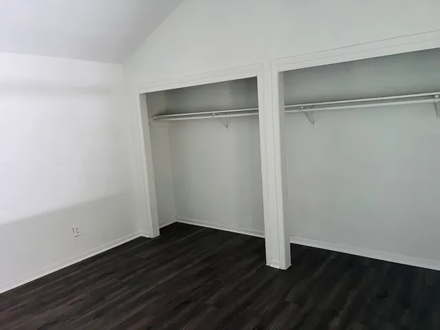 a view of an empty walk in closet