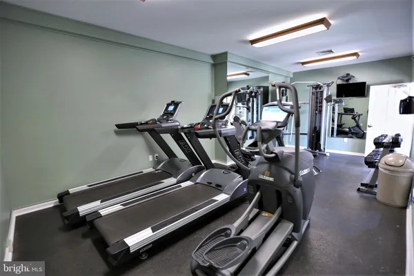 a room with gym equipment