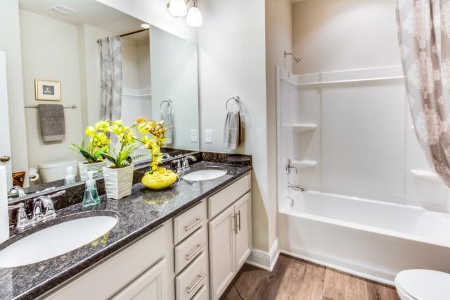 127 Hobson Avenue Crestview, FL 32539 - Photo 13 of 21 a bathroom with a granite countertop sink and a mirror
