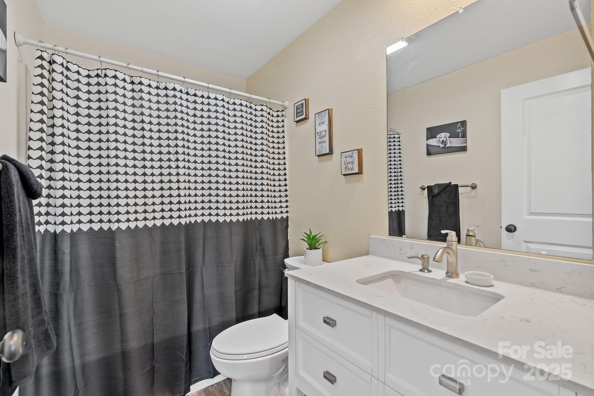 204 Mountain Spring Lane Canton, NC 28716 - Photo 29 of 45 a bathroom with a granite countertop sink toilet and shower