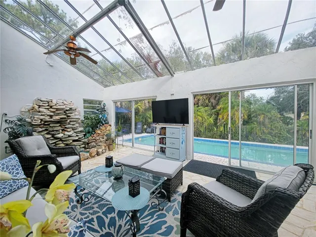 a outdoor space with furniture and garden view