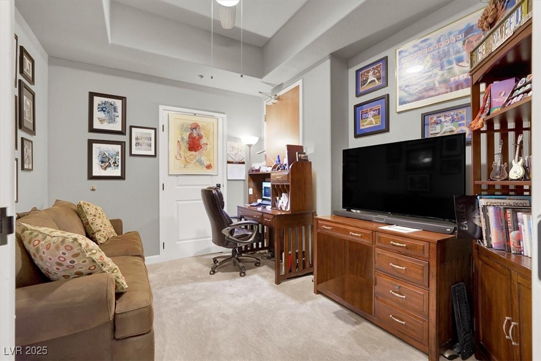 8255 South Las Vegas Boulevard, Unit 722 Las Vegas, NV 89123 - Photo 21 of 40 Office area featuring light carpet and a raised ceiling