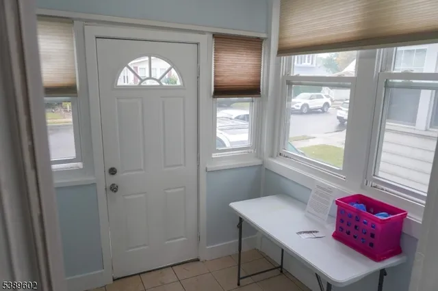 a view of a room with a window