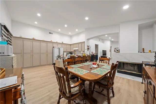 a view of a dining area with furniture