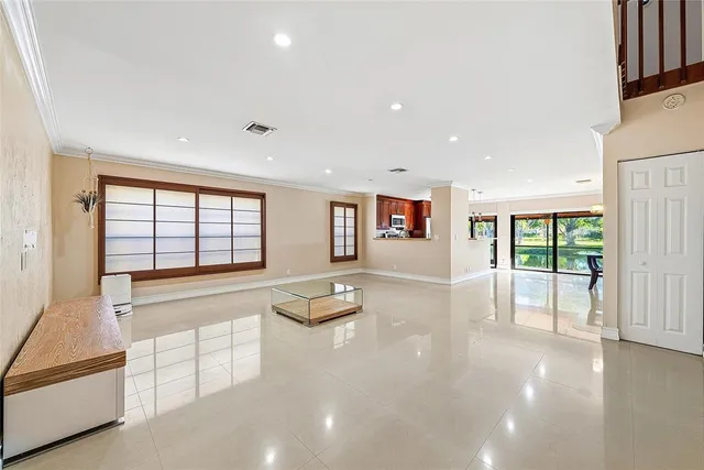 a room with a large window