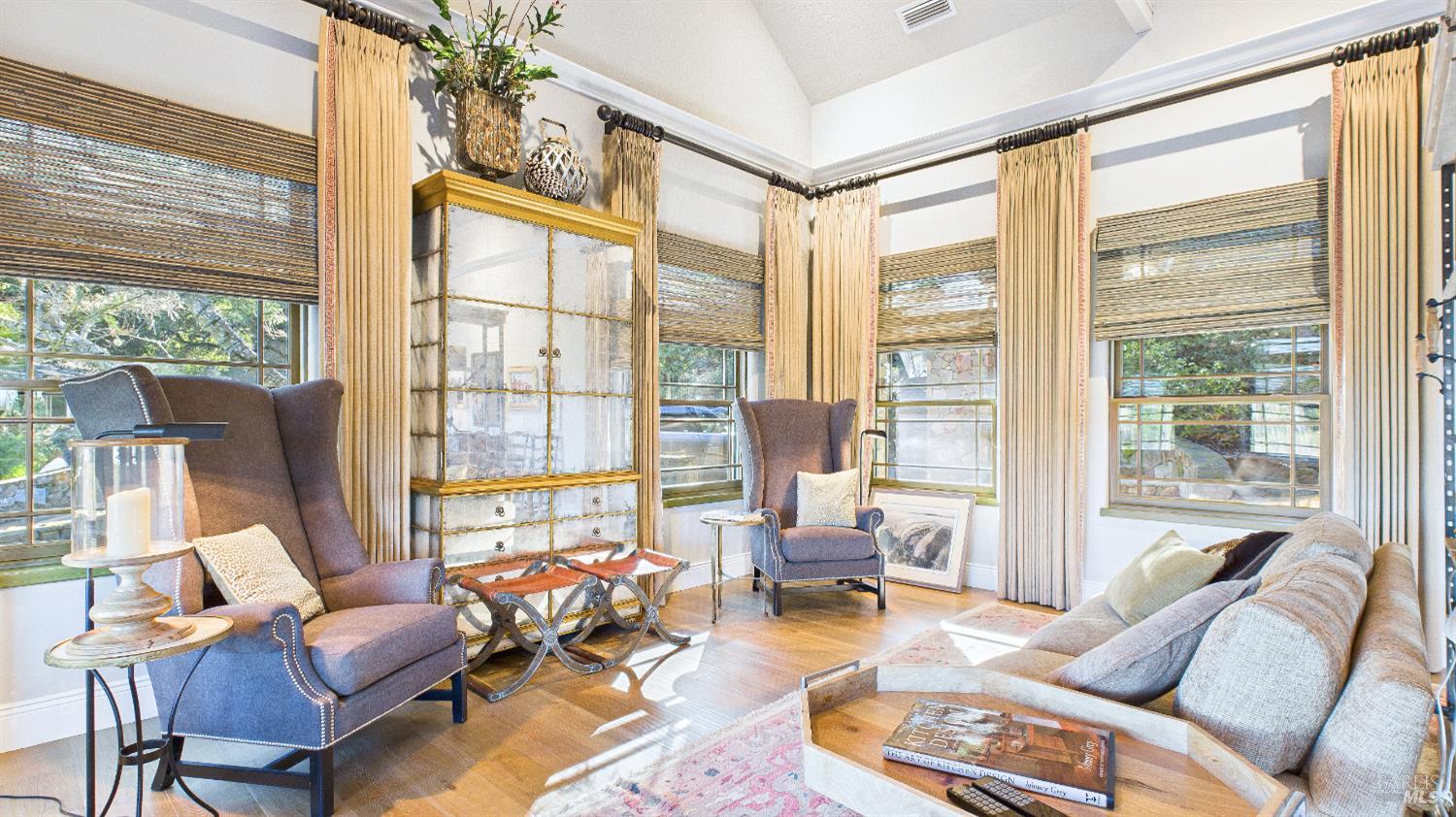 3225 West Dry Creek Road Healdsburg, CA 95448 - Photo 18 of 45 a living room with furniture and floor to ceiling windows