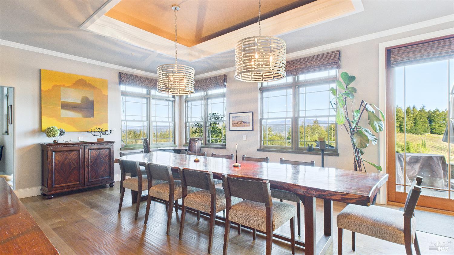 3225 West Dry Creek Road Healdsburg, CA 95448 - Photo 32 of 45 a view of a dining room with furniture a livingroom and chandelier
