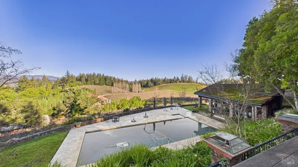 a view of a swimming pool with a patio