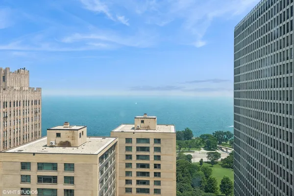 a view of a city that has tall buildings