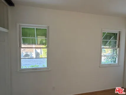 a view of a small space with a window