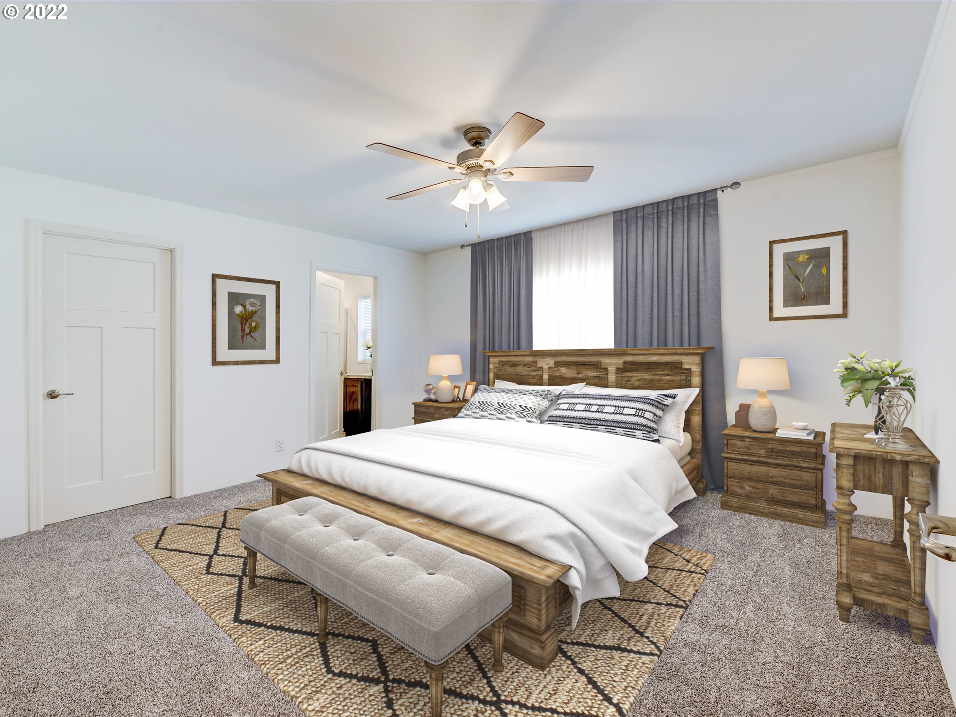 4671 Union Terrace Springfield, OR 97478 - Photo 13 of 18 a bedroom with a bed and a chandelier