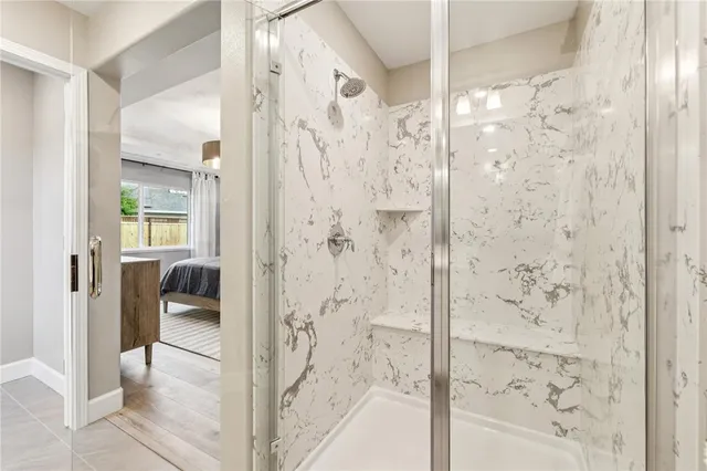 a bathroom with a shower