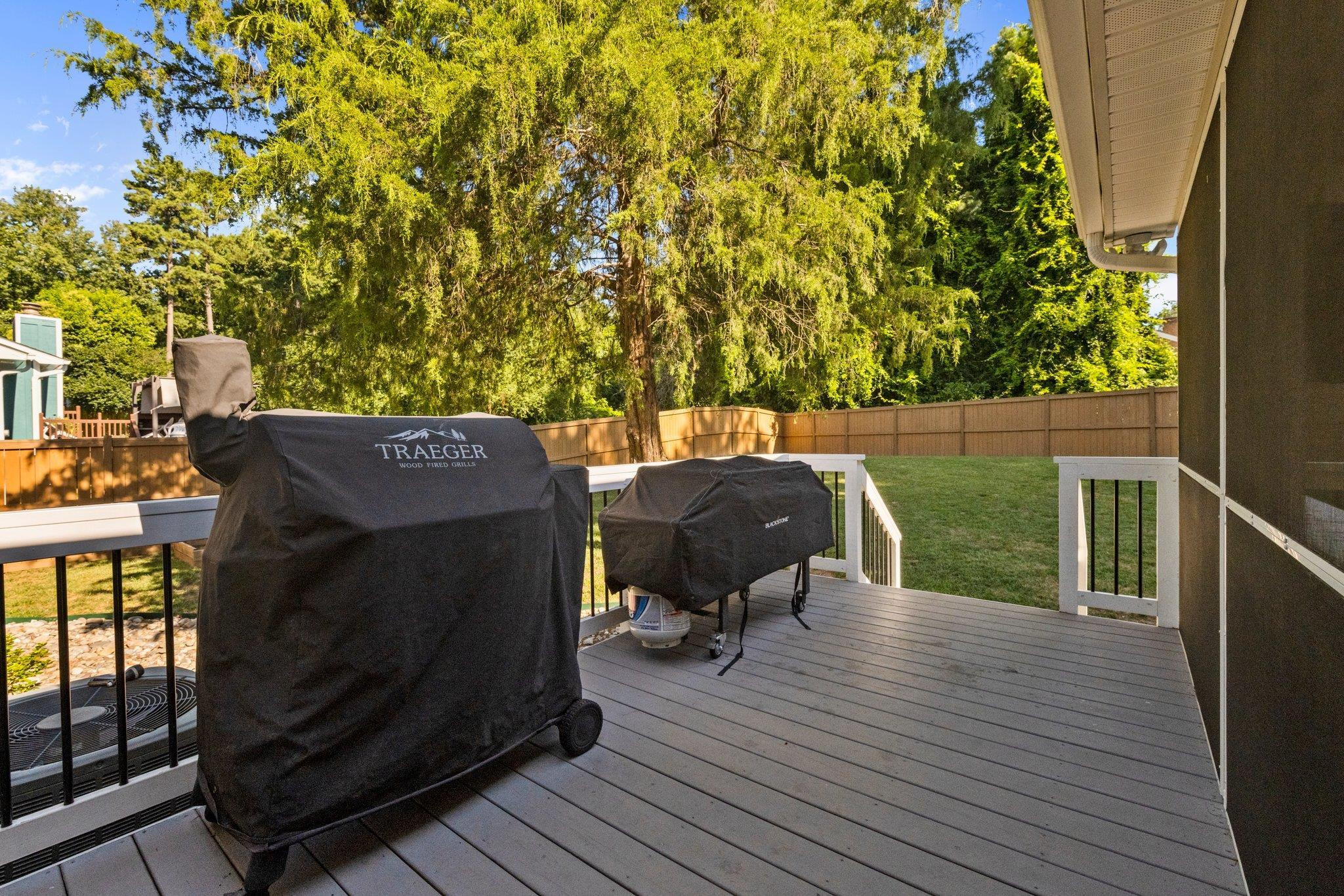 5421 Old Towne Road Raleigh, NC 27612 - Photo 25 of 39 Deck off of Screen Porch makes a perfect grilling station. Deck