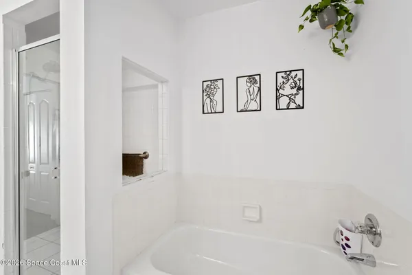 a bathroom with a bathtub