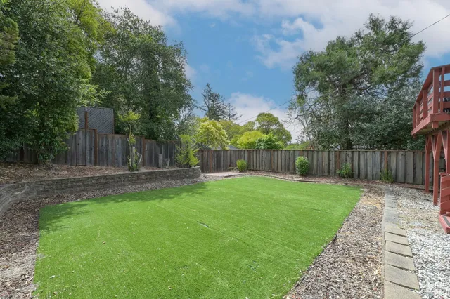 a view of a backyard with potted plants
