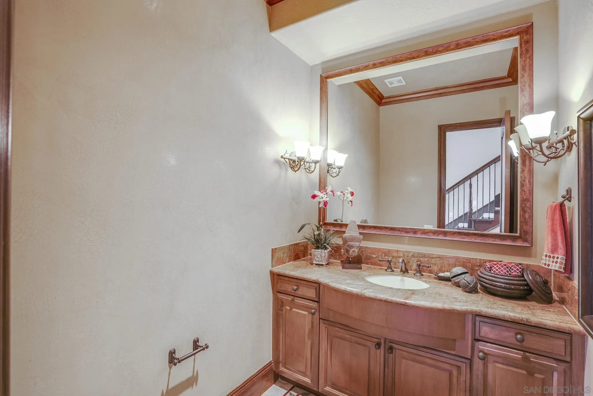 16581 Rd To Rio San Diego, CA 92127 - Photo 29 of 48 a bathroom with a granite countertop sink a toilet and a mirror
