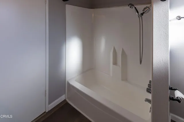 a bathroom with a bathtub