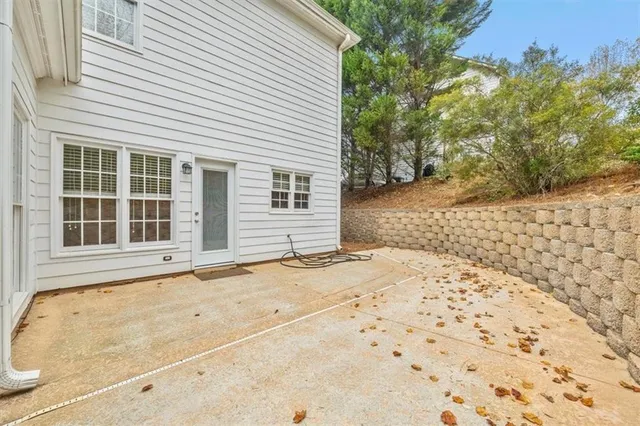 a view of a backyard of a house