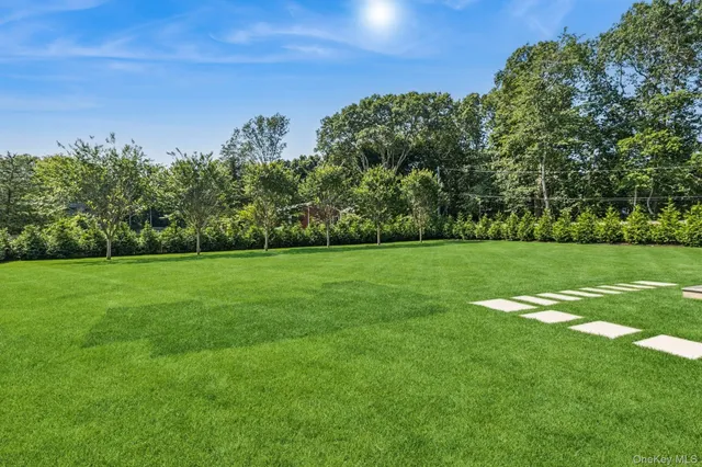 a view of a golf course with a garden