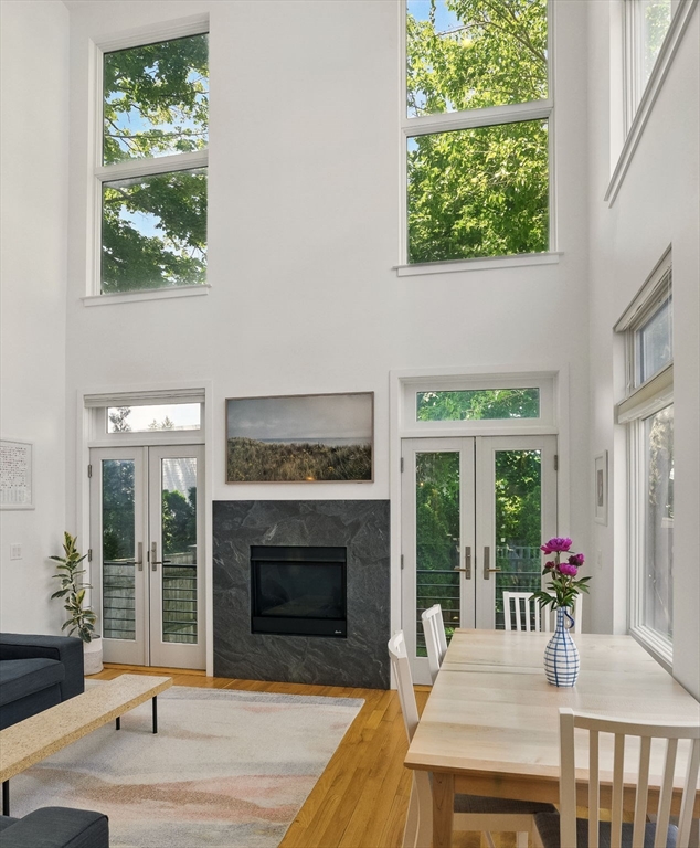 151 Sherman Street Cambridge, MA 02140 - Photo 20 of 35 a view of a livingroom with furniture window and a fireplace