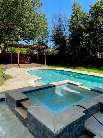 a view of outdoor space swimming pool and lake view