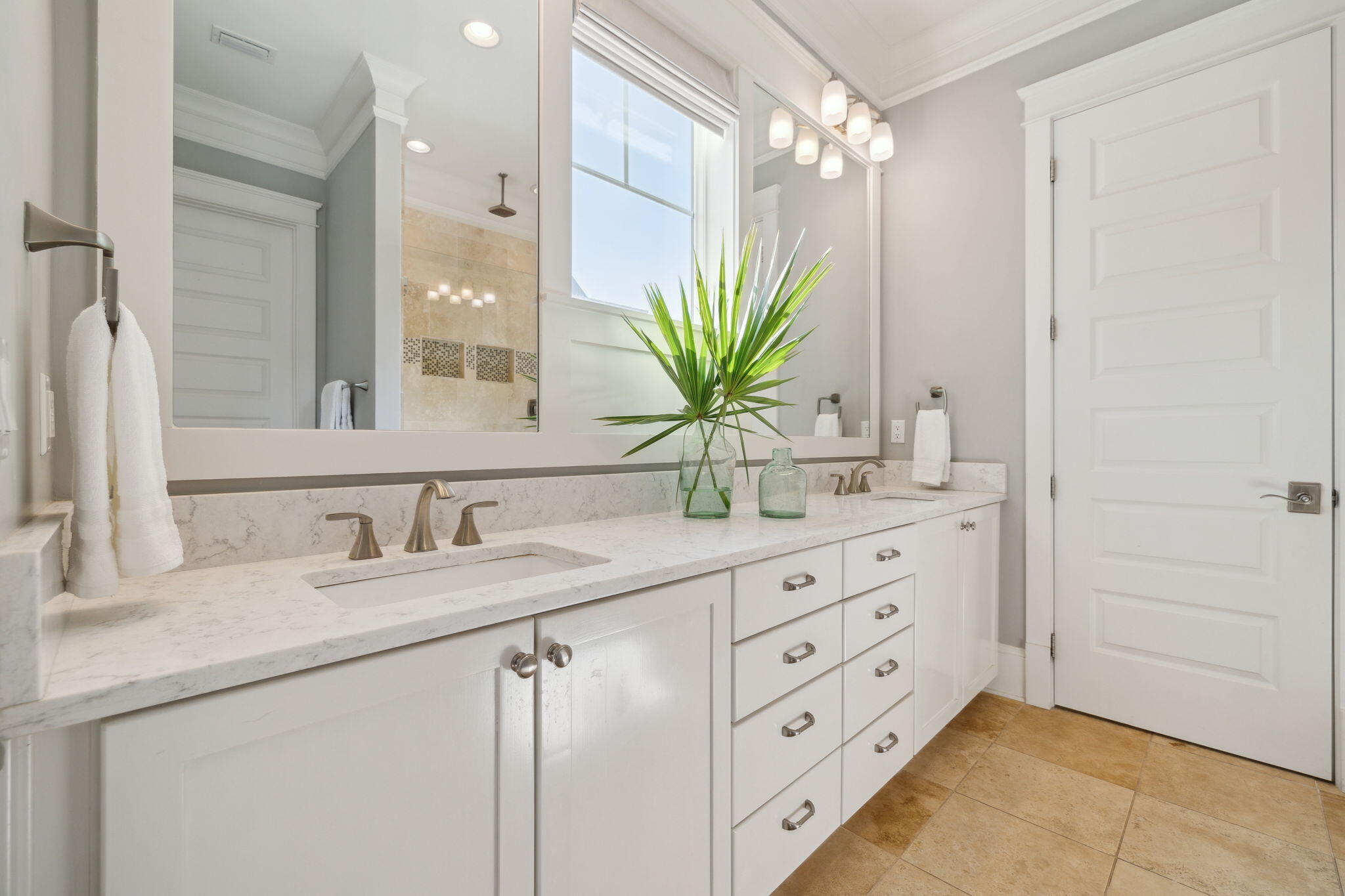 89 Clipper Street Inlet Beach, FL 32461 - Photo 35 of 72 a bathroom with a double vanity sink mirror and next to a window