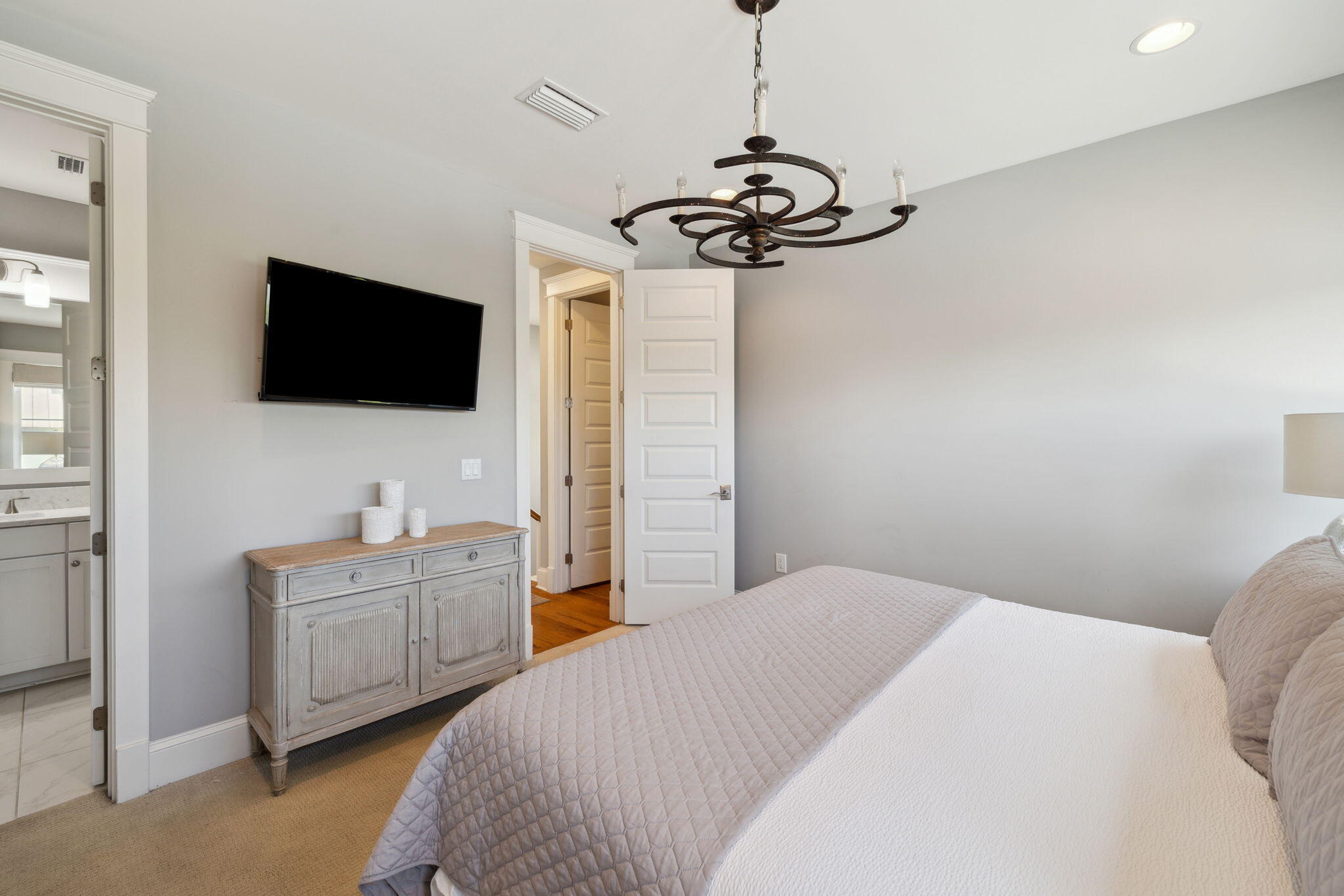 89 Clipper Street Inlet Beach, FL 32461 - Photo 44 of 72 a bedroom with a bed and a flat screen tv