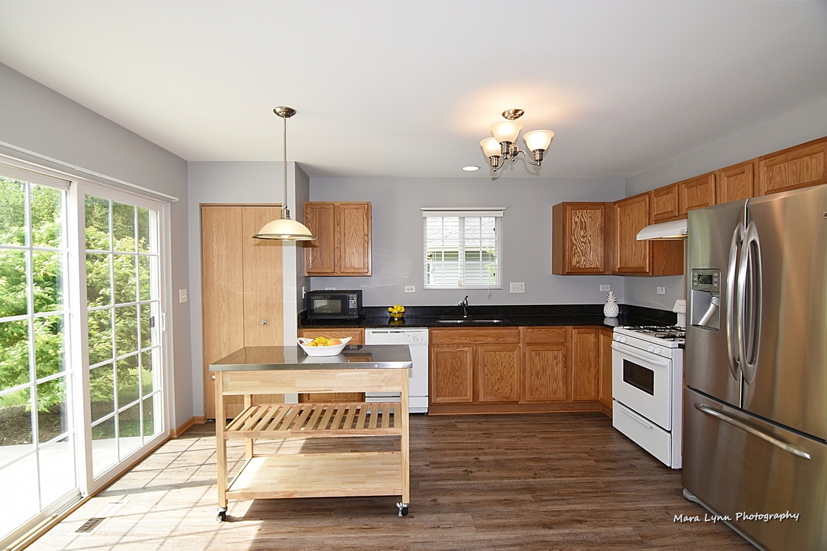 1125 Bailey Road Sycamore, IL 60178 - Photo 8 of 30 a kitchen with stainless steel appliances granite countertop a refrigerator a stove a sink dishwasher and wooden cabinets with wooden floor