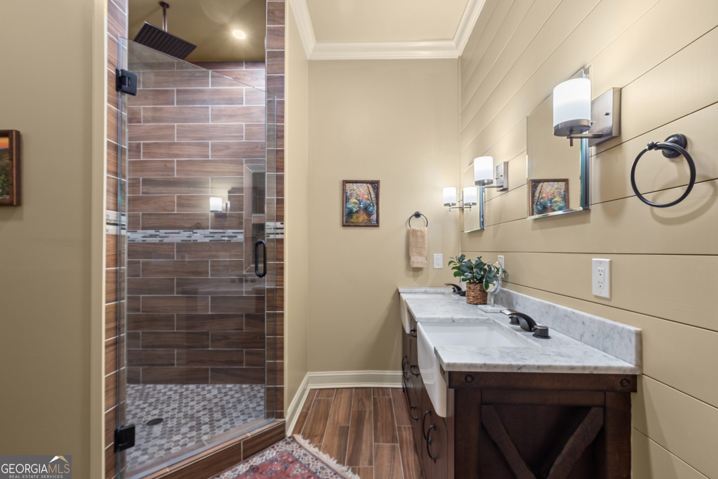 96 Fair View Drive Clayton, GA 30525 - Photo 54 of 66 a bathroom with a sink and a mirror