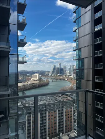 a view of a glass building