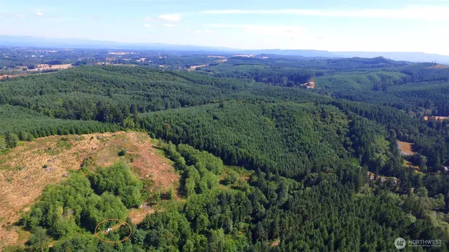 an aerial view of a house with mountain view