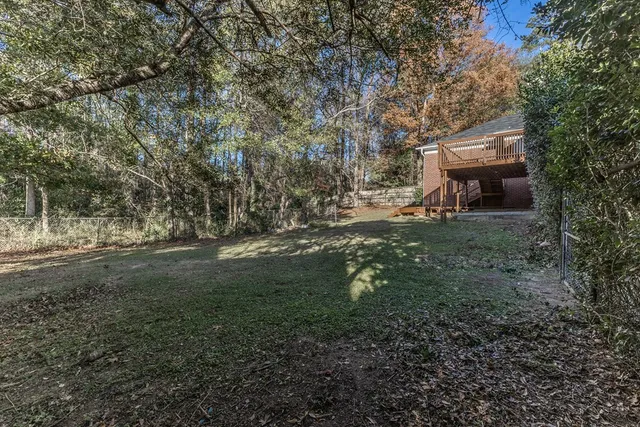 a view of a yard with a tree