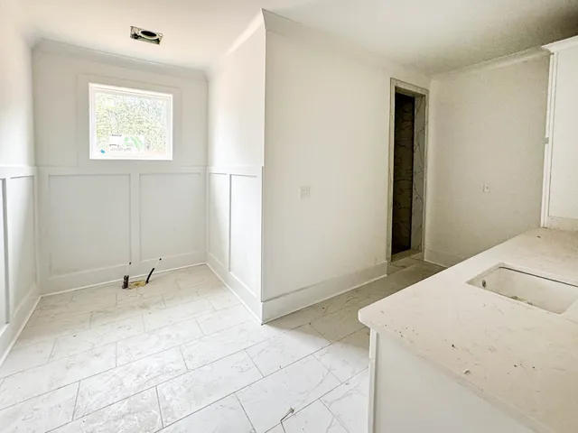 a bathroom with a bathtub