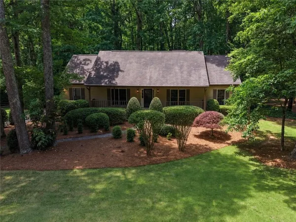 an aerial view of a house