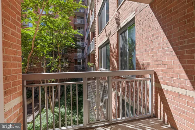a view of wooden balcony