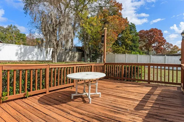a view of a wooden deck
