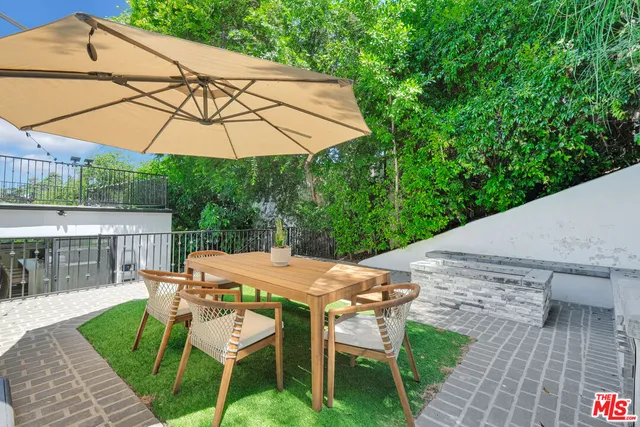 a view of a patio with a table