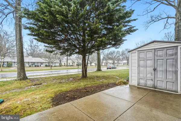 a view of a house with backyard and a trees